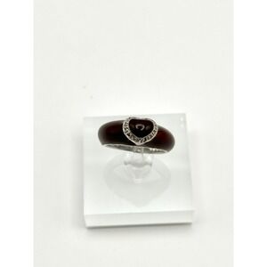 Freida Rothman Sterling Silver Enamel Burgundy Heart Ring Size 8